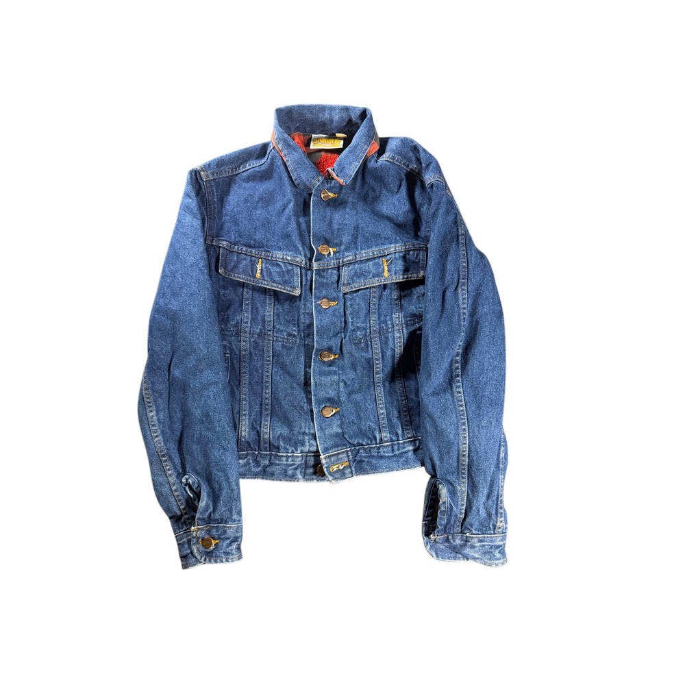Vintage Branders Dickies Denim Trucker Jacket Flannel Lined Blue Medium Wash 38